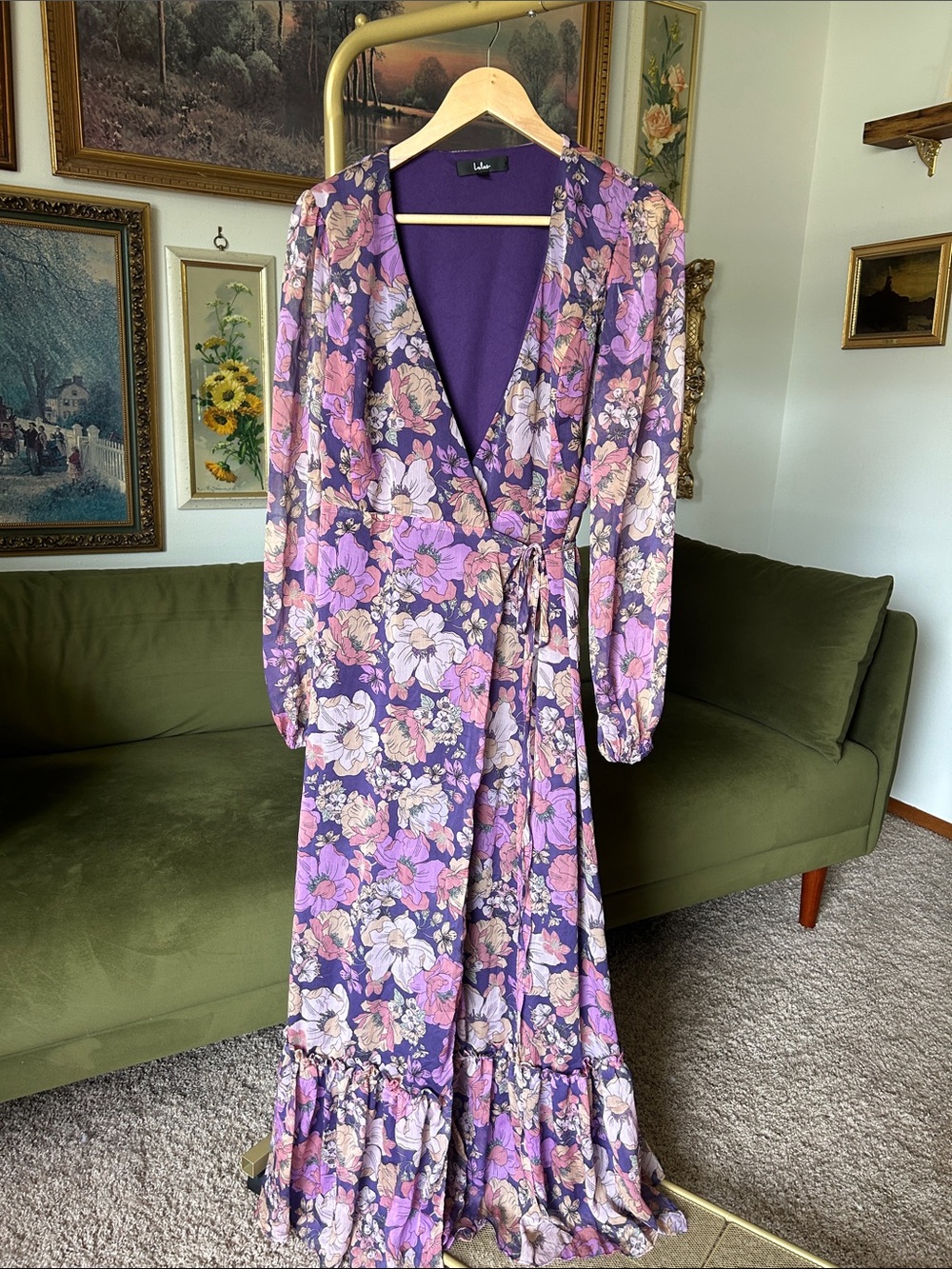 Lulu's Feeling Sweet Purple Floral Print Long Sleeve Dress